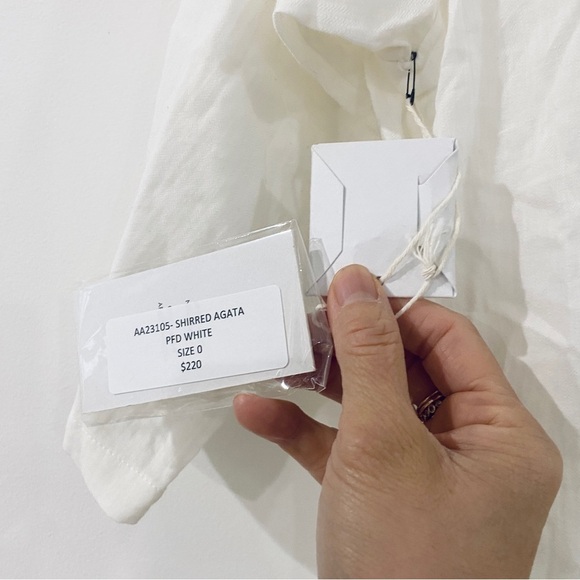 Apiece Apart 100% cotton shirred agata blouse in cream - Picture 7 of 8